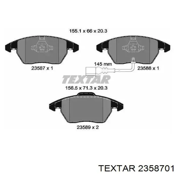 Klocki hamulcowe przednie tarczowe Textar 2358701 cena, od 56,19 USD