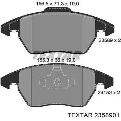 Klocki hamulcowe przednie tarczowe Textar 2358901 cena, od 32,41 USD