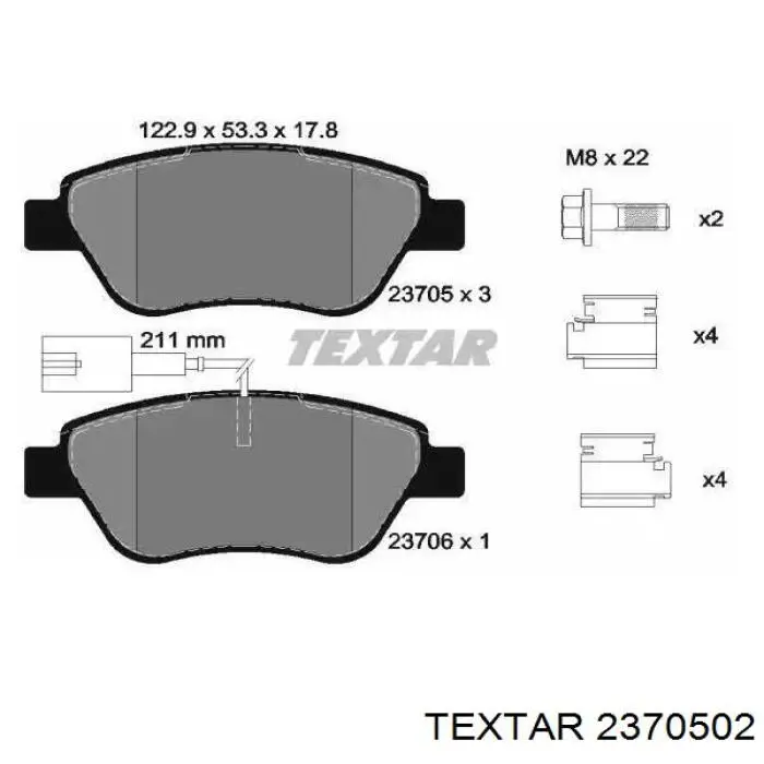 Klocki hamulcowe przednie tarczowe Textar 2370502 cena, od 25,22 USD