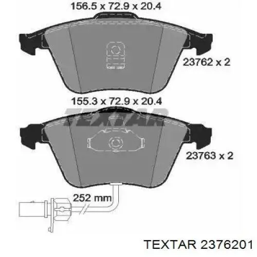 Klocki hamulcowe przednie tarczowe Textar 2376201 cena, od 32,14 USD