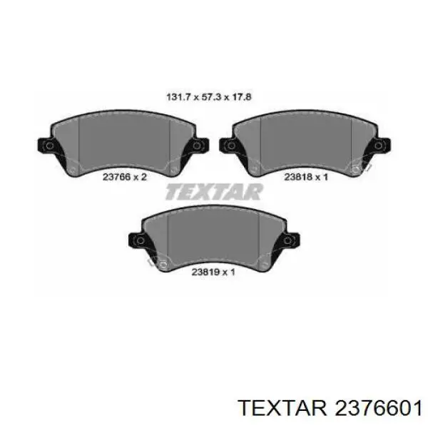 Klocki hamulcowe przednie tarczowe Textar 2376601 cena, od 18,42 USD