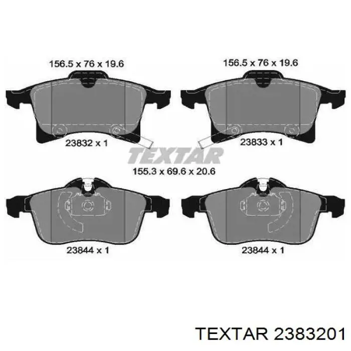 Klocki hamulcowe przednie tarczowe Textar 2383201 cena, od 28,53 USD