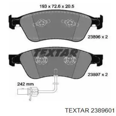 Klocki hamulcowe przednie tarczowe Textar 2389601 cena, od 73,19 USD