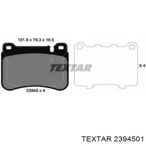 Klocki hamulcowe przednie tarczowe Textar 2394501 cena, od 28,36 USD