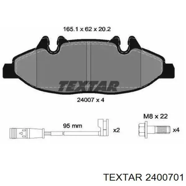 Klocki hamulcowe przednie tarczowe Textar 2400701 cena, od 28,44 USD