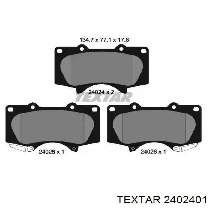 Klocki hamulcowe przednie tarczowe Textar 2402401 cena, od 27,98 USD