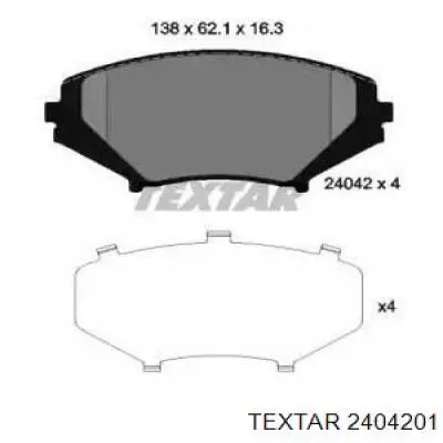 Klocki hamulcowe przednie tarczowe Textar 2404201 cena, od 40,23 USD