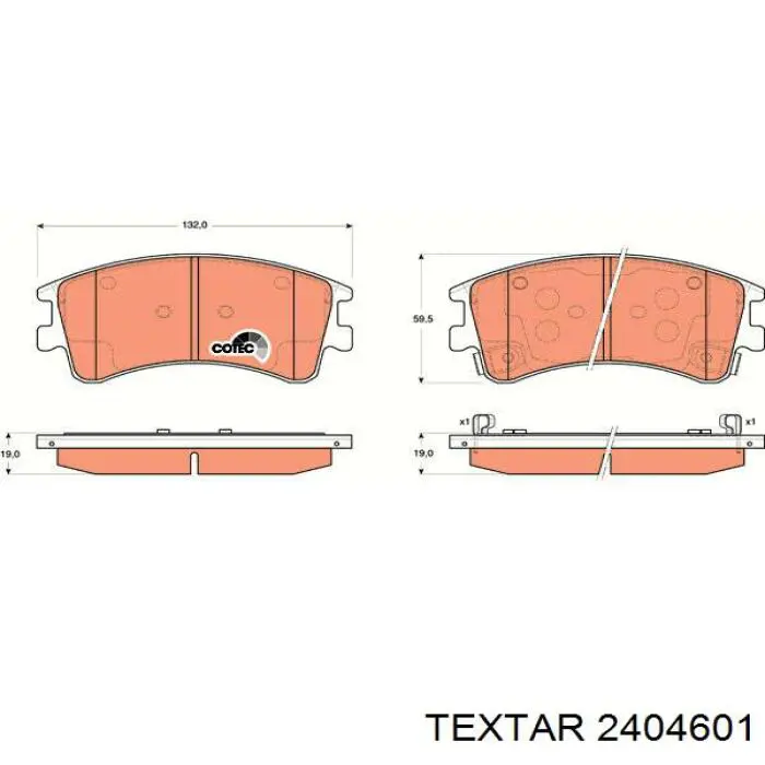 Do koszyka 2404601 Textar Klocki hamulcowe przednie tarczowe