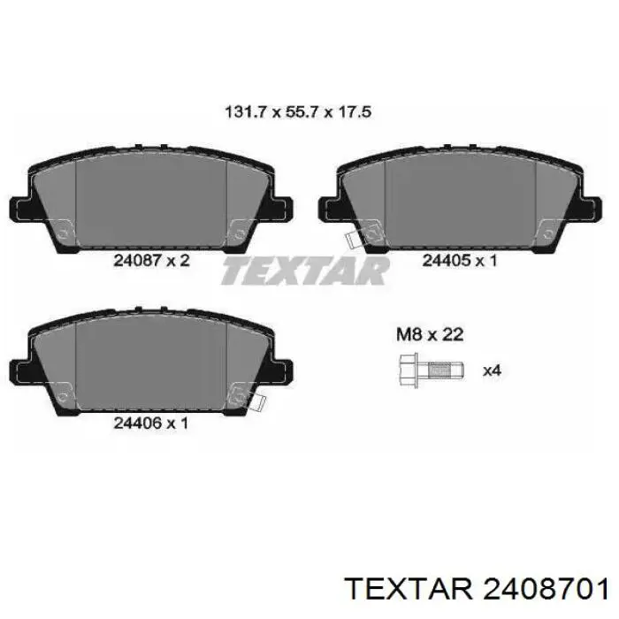 Klocki hamulcowe przednie tarczowe Textar 2408701 cena, od 18,95 USD