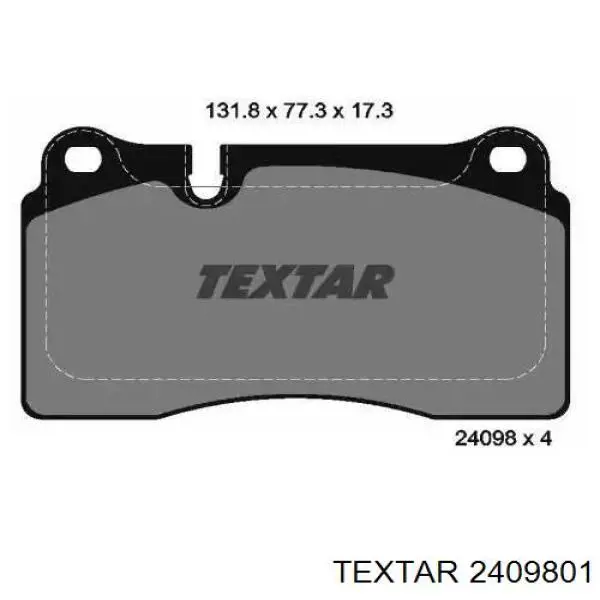 Klocki hamulcowe przednie tarczowe Textar 2409801 cena, od 109,17 USD