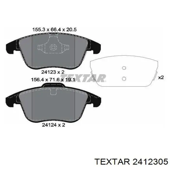 Klocki hamulcowe przednie tarczowe Textar 2412305 cena, od 42,53 USD