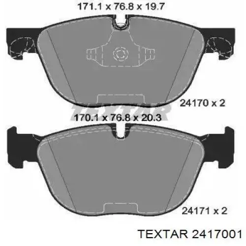 Klocki hamulcowe przednie tarczowe Textar 2417001 cena, od 38,53 USD