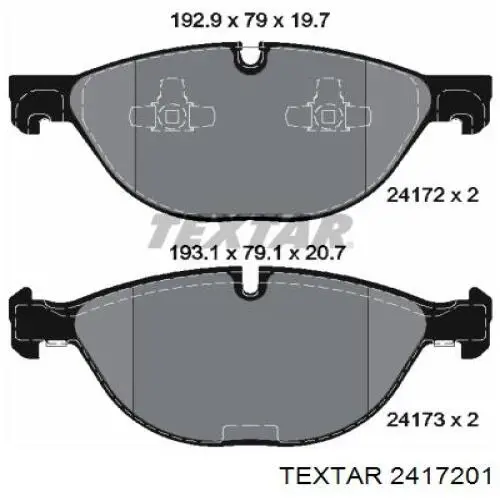 Klocki hamulcowe przednie tarczowe Textar 2417201 cena, od 54,58 USD