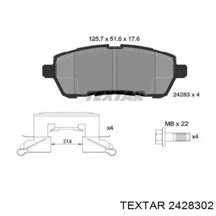 Klocki hamulcowe przednie tarczowe Textar 2428302 cena, od 23,81 USD