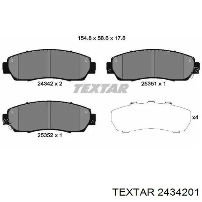 Klocki hamulcowe przednie tarczowe Textar 2434201 cena, od 27,91 USD
