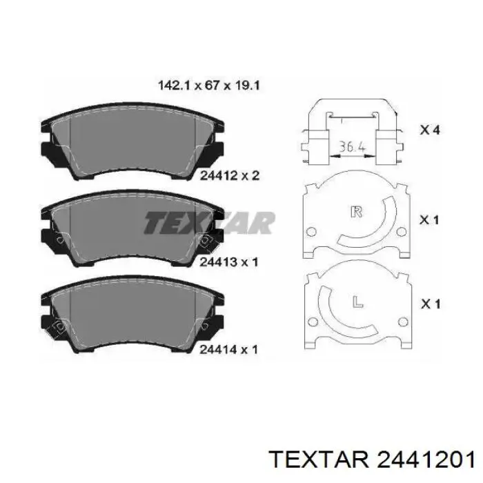 Klocki hamulcowe przednie tarczowe Textar 2441201 cena, od 29,43 USD