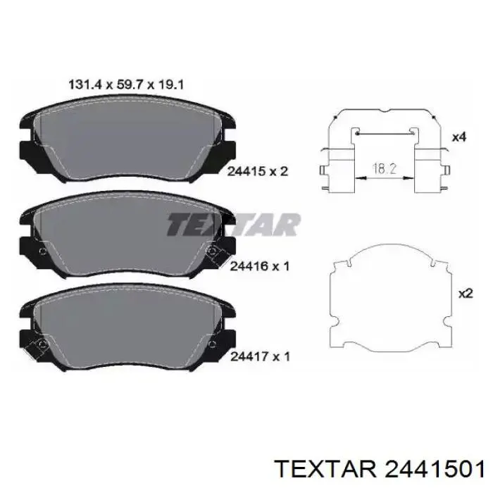 Klocki hamulcowe przednie tarczowe Textar 2441501 cena, od 29,94 USD