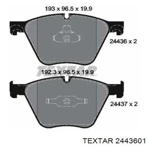 Klocki hamulcowe przednie tarczowe Textar 2443601 cena, od 52,20 USD
