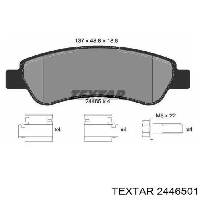 Okładziny (klocki) do hamulców tarczowych tylne Textar 2446501 cena, od 39,60 USD