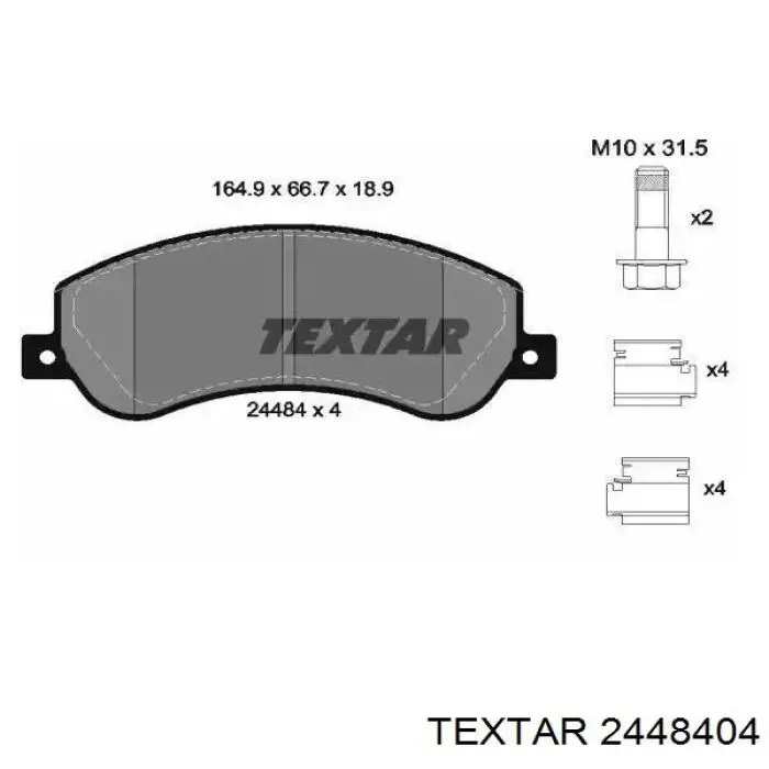 Klocki hamulcowe przednie tarczowe Textar 2448404 cena, od 37,16 USD