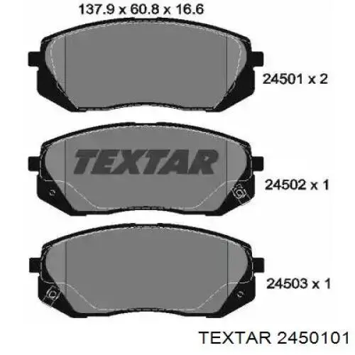 Klocki hamulcowe przednie tarczowe Textar 2450101 cena, od 27,16 USD