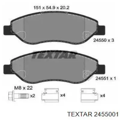 Klocki hamulcowe przednie tarczowe Textar 2455001 cena, od 39,48 USD