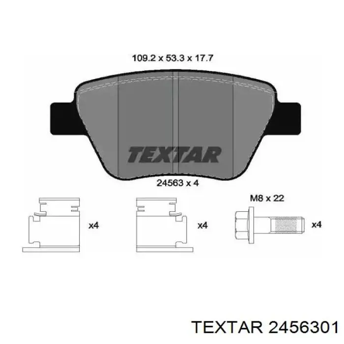 Okładziny (klocki) do hamulców tarczowych tylne Textar 2456301 cena, od 52,96 USD