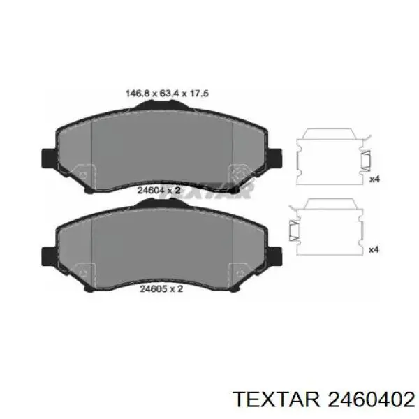 Klocki hamulcowe przednie tarczowe Textar 2460402 cena, od 29,00 USD