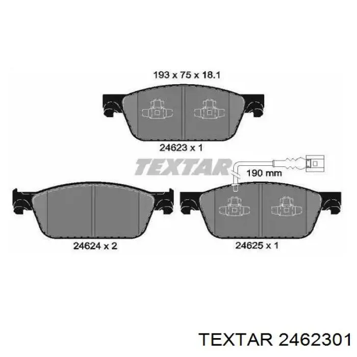 Klocki hamulcowe przednie tarczowe Textar 2462301 cena, od 44,99 USD
