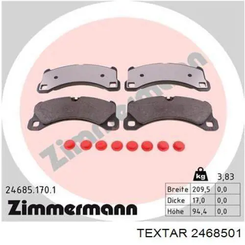 Do koszyka 2468501 Textar Klocki hamulcowe przednie tarczowe