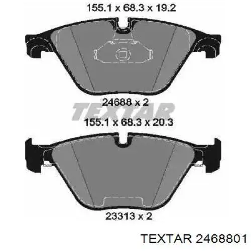Klocki hamulcowe przednie tarczowe Textar 2468801 cena, od 38,07 USD