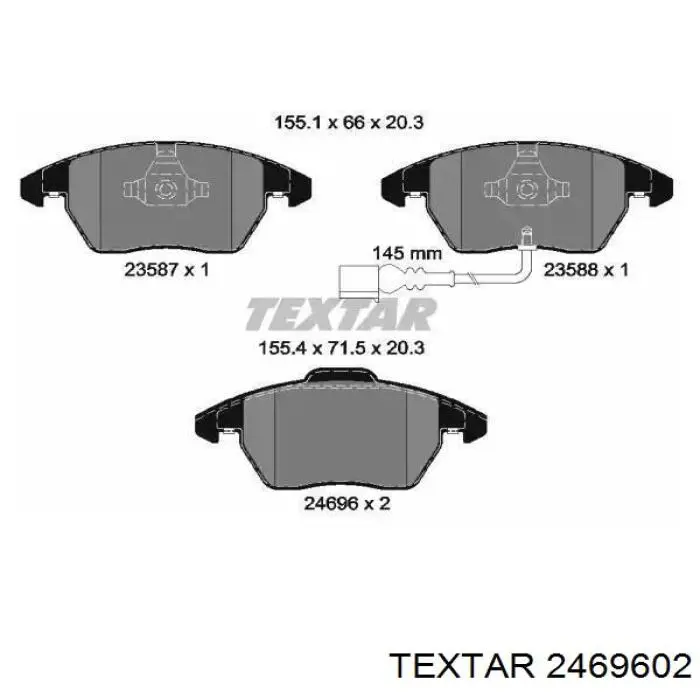 2469602 Textar Klocki hamulcowe przednie tarczowe
