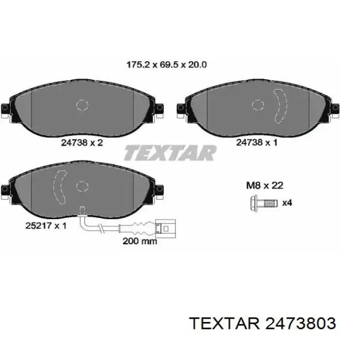 2473803 Textar klocki hamulcowe przednie tarczowe