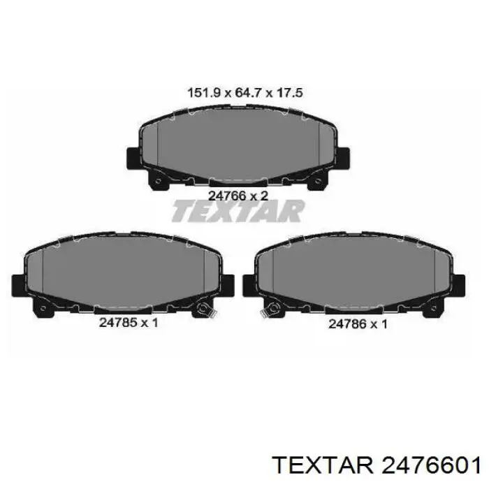 Klocki hamulcowe przednie tarczowe Textar 2476601 cena, od 26,07 USD