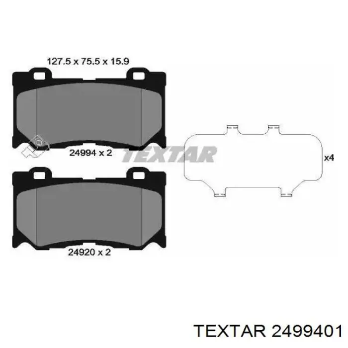 Klocki hamulcowe przednie tarczowe Textar 2499401 cena, od 39,85 USD