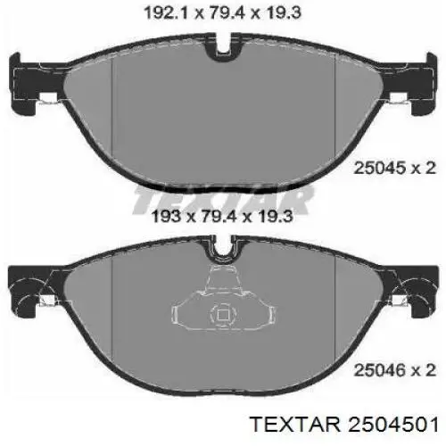 Klocki hamulcowe przednie tarczowe Textar 2504501 cena, od 44,49 USD