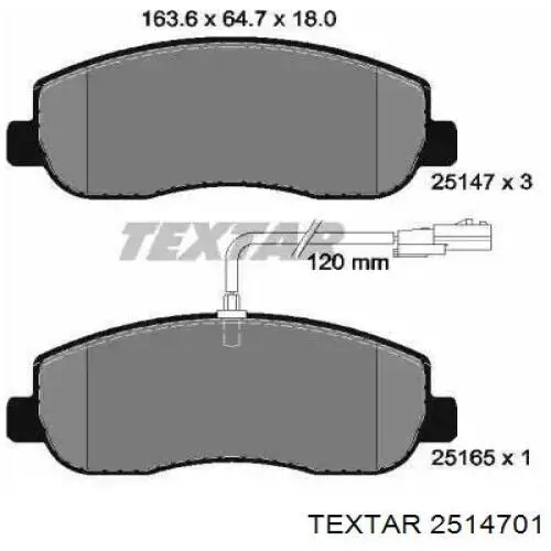 Klocki hamulcowe przednie tarczowe Textar 2514701 cena, od 28,42 USD