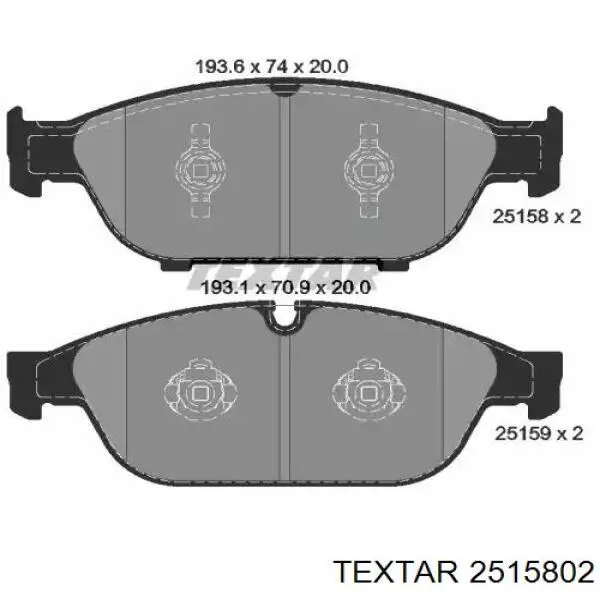 Klocki hamulcowe przednie tarczowe Textar 2515802 cena, od 49,96 USD