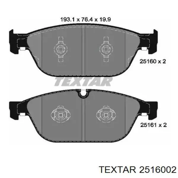 Klocki hamulcowe przednie tarczowe Textar 2516002 cena, od 53,83 USD