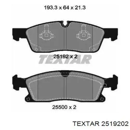 Klocki hamulcowe przednie tarczowe Textar 2519202 cena, od 43,28 USD