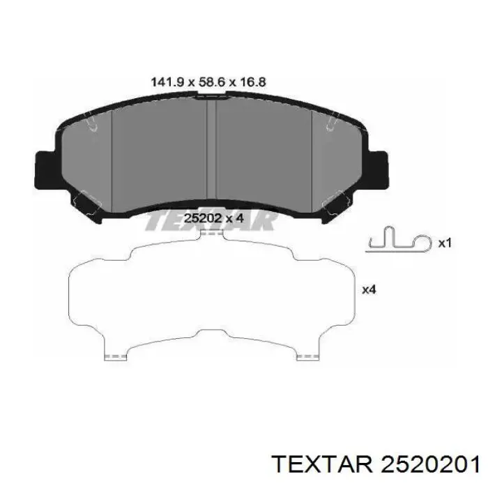 Klocki hamulcowe przednie tarczowe Textar 2520201 cena, od 26,72 USD