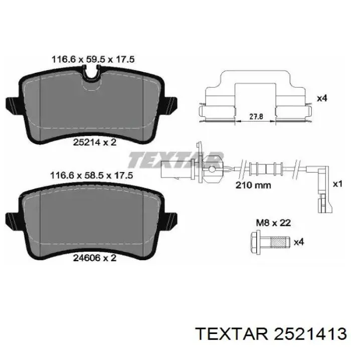 2521413 Textar okładziny (klocki do hamulców tarczowych tylne)