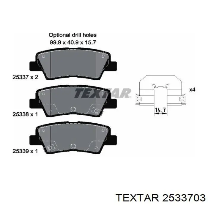 2533703 Textar okładziny (klocki do hamulców tarczowych tylne)