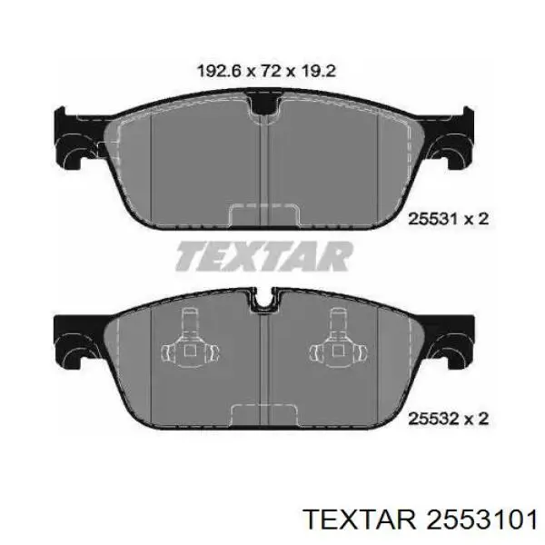Klocki hamulcowe przednie tarczowe Textar 2553101 cena, od 62,00 USD