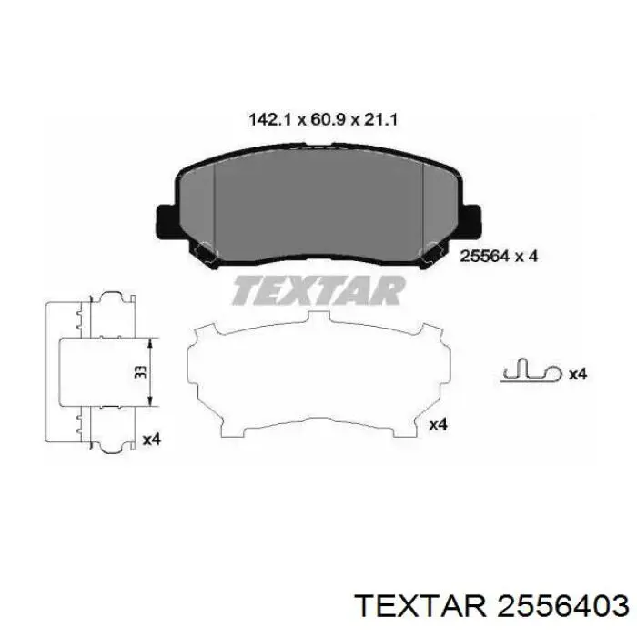 2556403 Textar Klocki hamulcowe przednie tarczowe