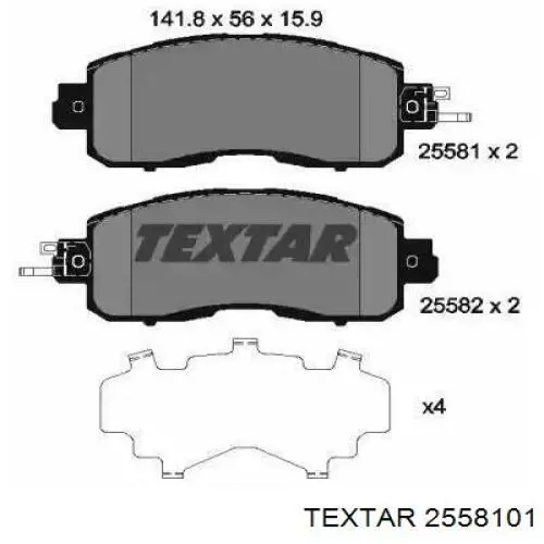 2558101 Textar klocki hamulcowe przednie tarczowe