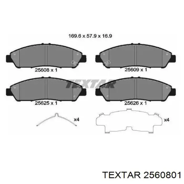 Klocki hamulcowe przednie tarczowe Textar 2560801 cena, od 82,83 USD