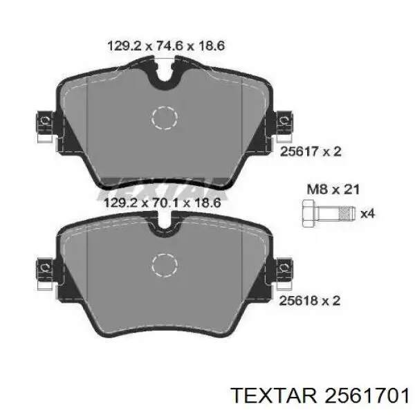 2561701 Textar Klocki hamulcowe przednie tarczowe