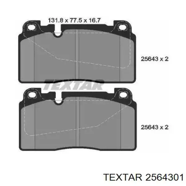 Klocki hamulcowe przednie tarczowe Textar 2564301 cena, od 35,51 USD