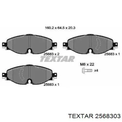 Klocki hamulcowe przednie tarczowe Textar 2568303 cena, od 30,11 USD